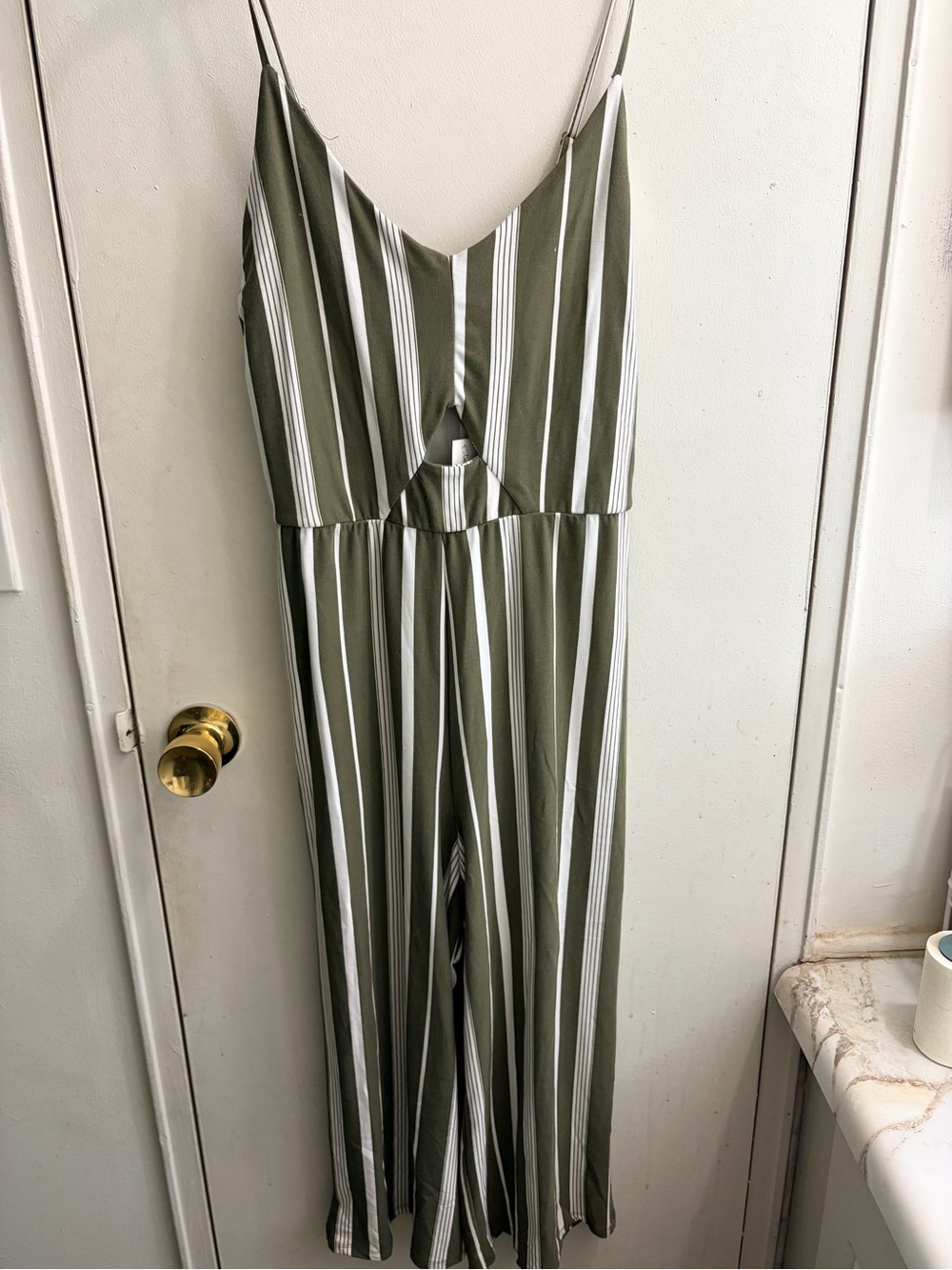 Streetwear Society Olive & White Striped Jumpsuit
